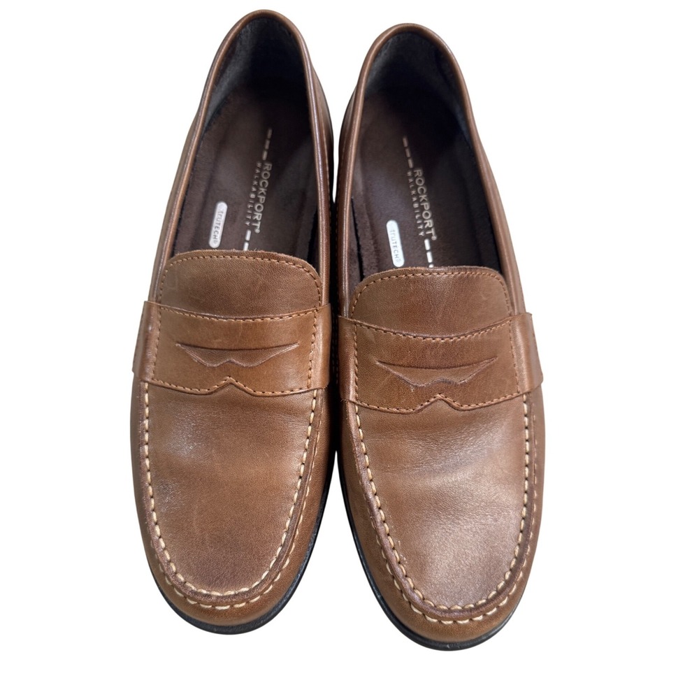 Rockport Mens Penny Loafer Shoes Brown‎ Leather Comfort TruTECH Size 9 M M76444